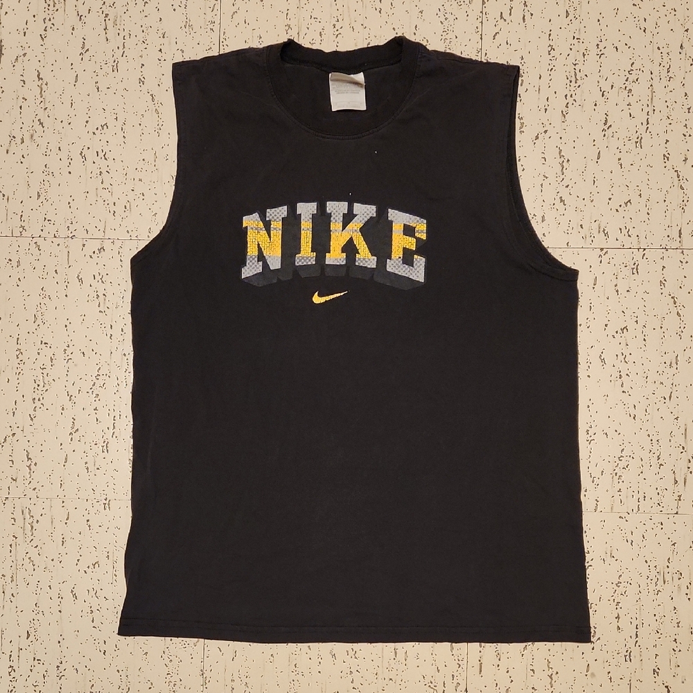 Nike Swoosh Black Spellout Tank Top Muscle Shirt Vintage Early Y2K